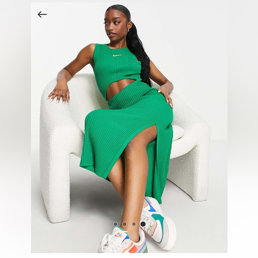 ASOS Vibrant Green Ribbed Midi Dress